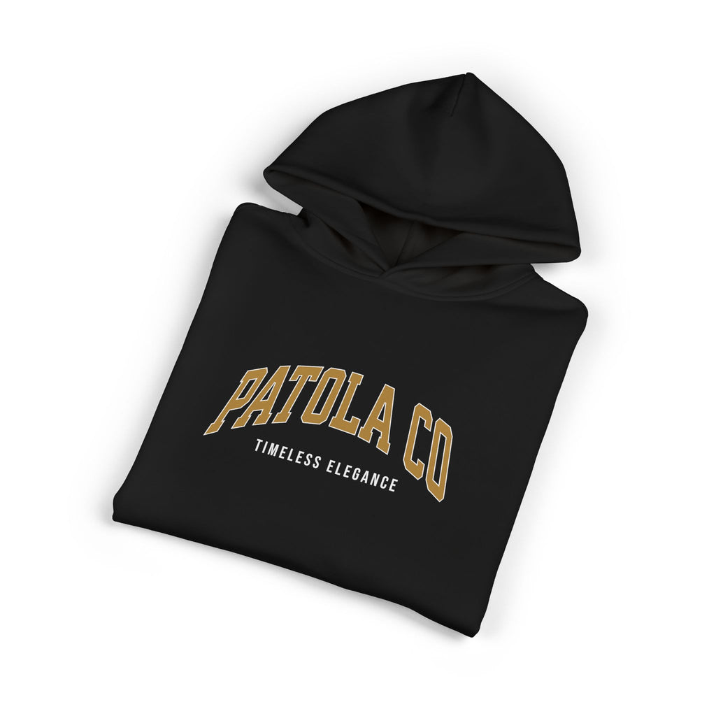 Patola Co 'Timeless Elegance' Relaxed Hoodie — Vintage Patchwork Back Graphic