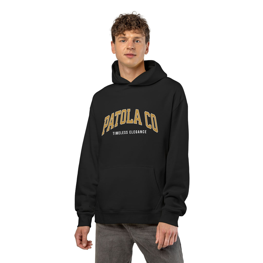 Patola Co 'Timeless Elegance' Relaxed Hoodie — Vintage Patchwork Back Graphic