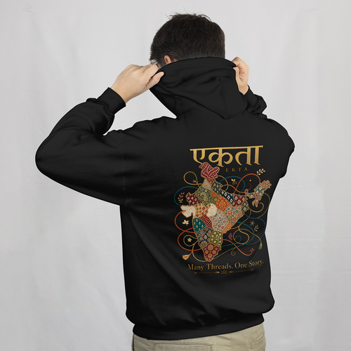 Patola Co 'Timeless Elegance' Relaxed Hoodie — Vintage Patchwork Back Graphic