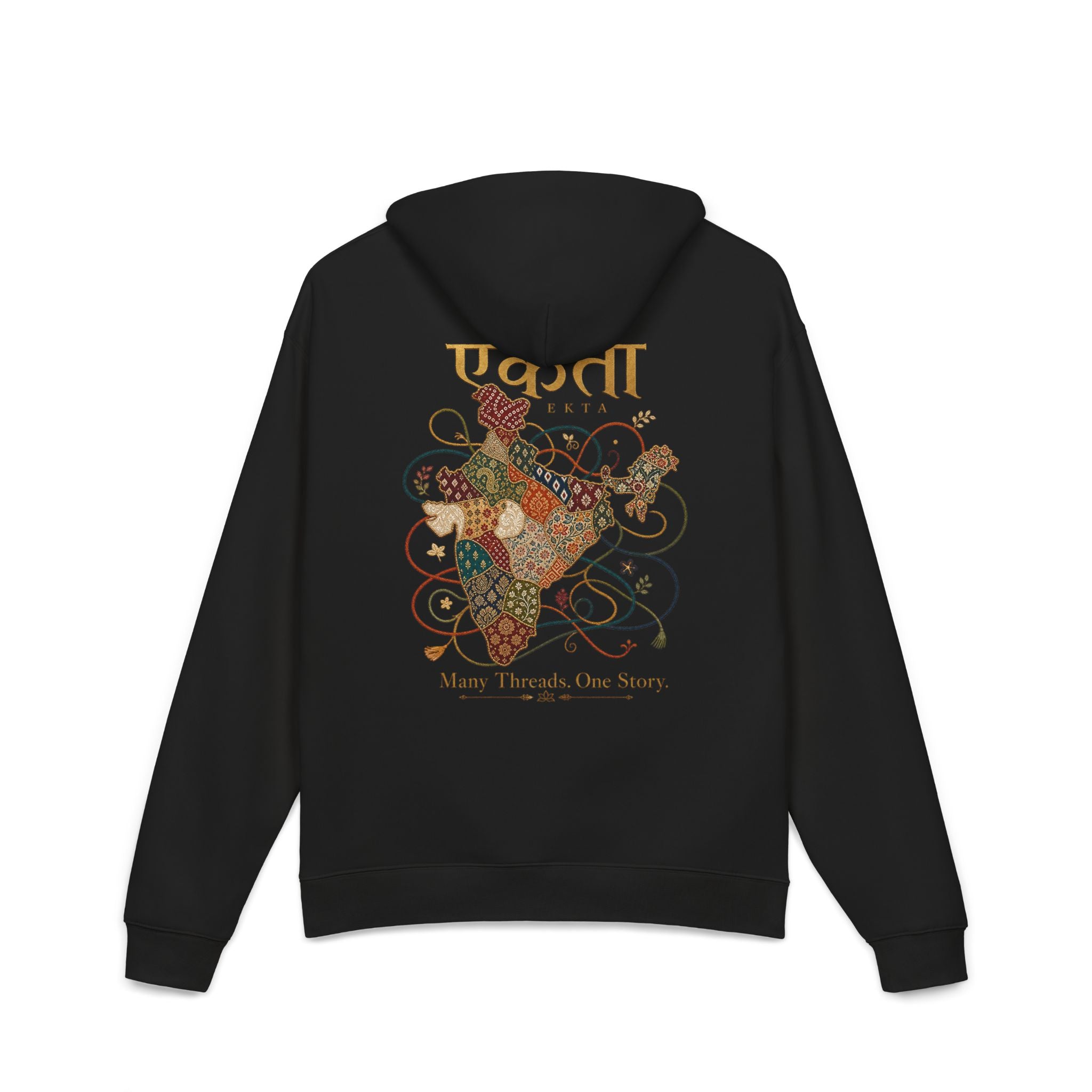 Patola Co 'Timeless Elegance' Relaxed Hoodie — Vintage Patchwork Back Graphic